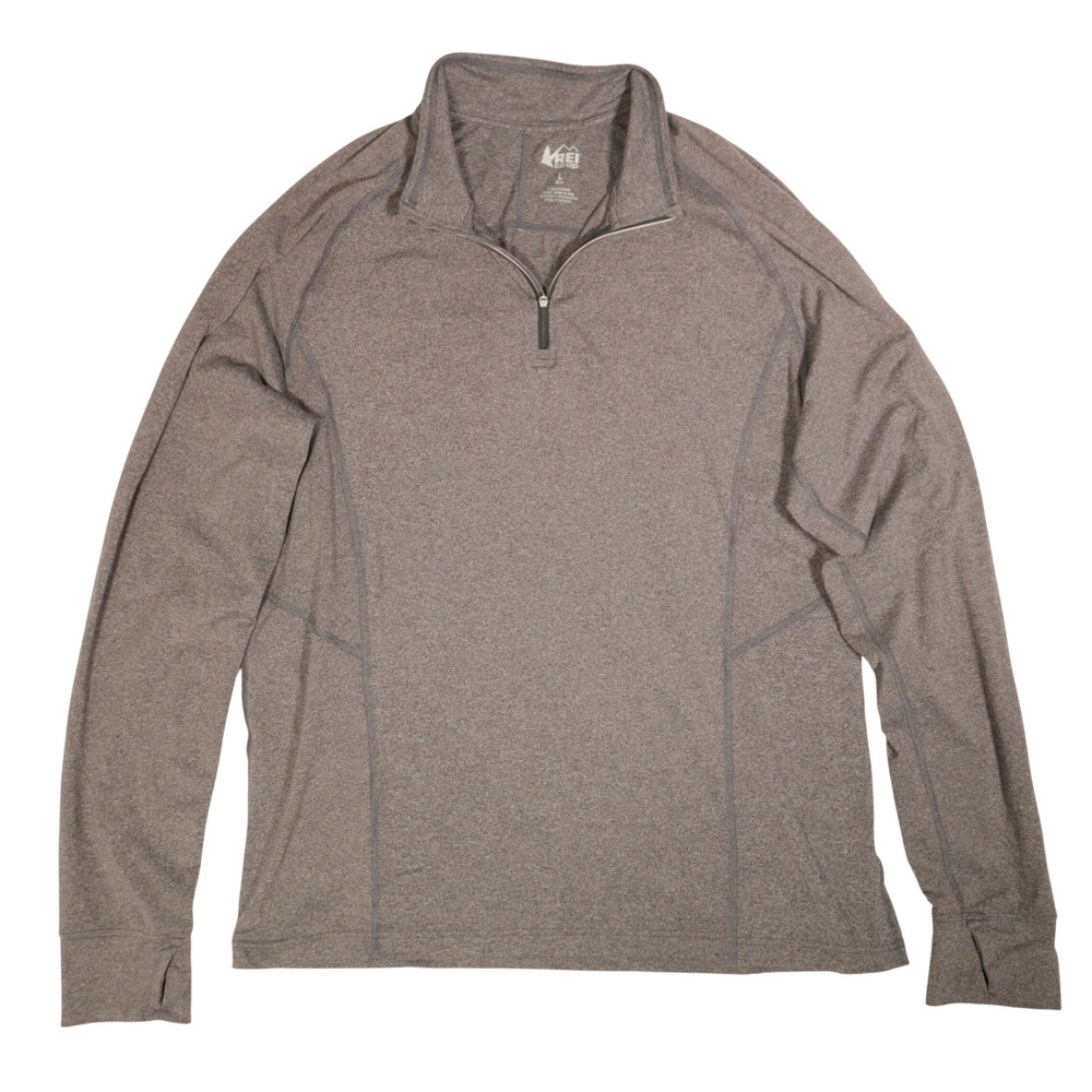 REI Co-op Quarter Zip Performance Stretch Pullover Outdoors Hiking Gray Men L